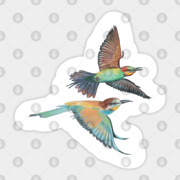 Bee-eater in Flight Illustration Sticker by Julia Doria Illustration